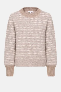 Best Donker Teddy Damespull Met Ecru Strepen Dames Truien & Cardigans