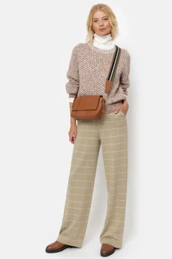 Flash Sale Donkerbeige Loose Fit Broek Met Ecru Ruiten Dames Broeken & Jeans