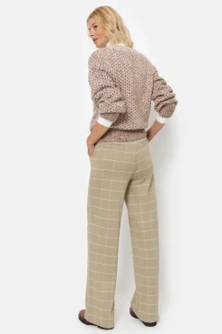 Flash Sale Donkerbeige Loose Fit Broek Met Ecru Ruiten Dames Broeken & Jeans