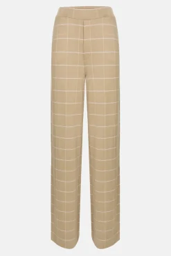 Flash Sale Donkerbeige Loose Fit Broek Met Ecru Ruiten Dames Broeken & Jeans
