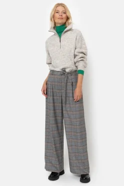 Flash Sale Donkerbruin Geruite Broek Met Wijde Broekspijp Dames Broeken & Jeans