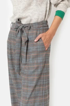 Flash Sale Donkerbruin Geruite Broek Met Wijde Broekspijp Dames Broeken & Jeans