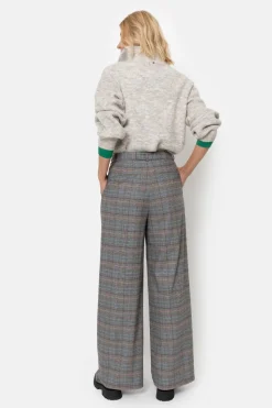 Flash Sale Donkerbruin Geruite Broek Met Wijde Broekspijp Dames Broeken & Jeans