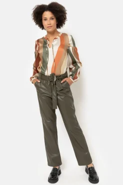 Flash Sale Donkergrijze Tapered Broek Met Lederlook Dames Broeken & Jeans