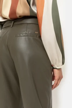 Flash Sale Donkergrijze Tapered Broek Met Lederlook Dames Broeken & Jeans