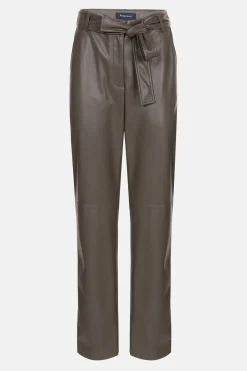 Flash Sale Donkergrijze Tapered Broek Met Lederlook Dames Broeken & Jeans