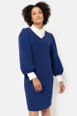 Fashion E A-Lijn Jurk Met Ballonmouwen En V-Hals Dames Jurken