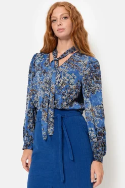 Flash Sale E Blouse Met Strik En Grijze Bloemenprint Dames Blouses