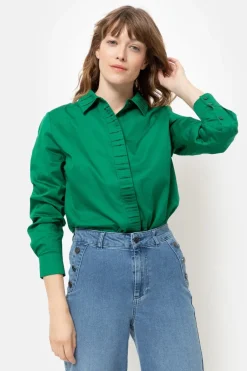 Hot E Dames Blouse Met Gefronste Kraag Dames Blouses