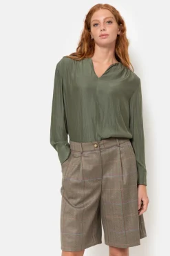 Best Sale E Dames Short Met Ruiten En Bandplooi Dames Broeken & Jeans