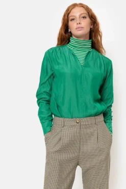 Hot E Damesblouse Met Smock En Lange Mouw Dames Blouses