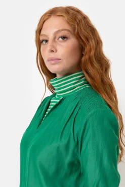 Hot E Damesblouse Met Smock En Lange Mouw Dames Blouses