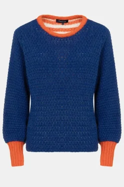Shop E Effen Pull Met Ecru-Oranje Gestreepte Rug Dames Truien & Cardigans