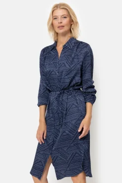Online E Midi-Jurk Met Bolletjes En Lange Mouwen Dames Jurken