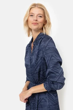 Online E Midi-Jurk Met Bolletjes En Lange Mouwen Dames Jurken