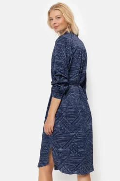 Online E Midi-Jurk Met Bolletjes En Lange Mouwen Dames Jurken