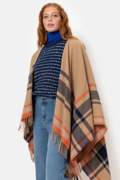 Store E Poncho Met Blauw-Oranje Strepen Dames Accessoires