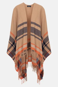 Store E Poncho Met Blauw-Oranje Strepen Dames Accessoires