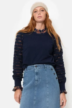 Sale E Pull Met Lange Semitransparante Mouwen Dames Truien & Cardigans