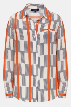 Flash Sale Ecru Damesblouse Met Blauwe Strepen Dames Blouses