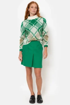 Outlet Ecru Geruite Dames Pull Met Hoge Kraag Dames Truien & Cardigans
