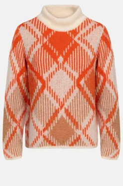 Cheap Ecru Geruite Dames Pull Met Hoge Kraag Dames Truien & Cardigans