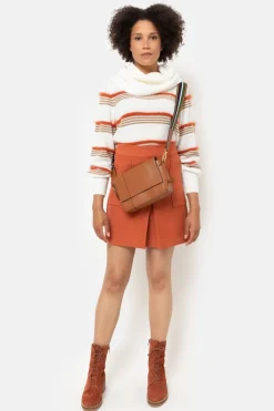 Hot Ecru Pull Met Brede Rolkraag En E Strepen Dames Truien & Cardigans