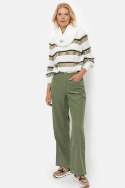 Fashion Ecru Pull Met Brede Rolkraag En Strepen Dames Truien & Cardigans