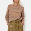 Clearance Gebreide Damesmuts Met Bruin-Beige Strepen Dames Accessoires