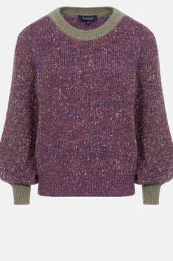 Clearance Gebreide E Damespull Met Kaki Boorden Dames Truien & Cardigans