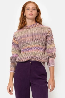 Best Gebreide E Pull Met Bruin-Oranje Strepen Dames Truien & Cardigans
