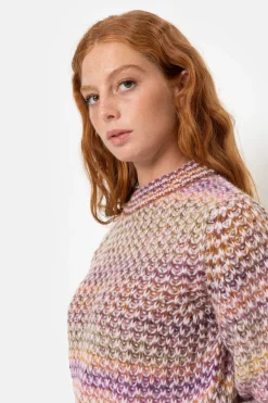 Best Gebreide E Pull Met Bruin-Oranje Strepen Dames Truien & Cardigans