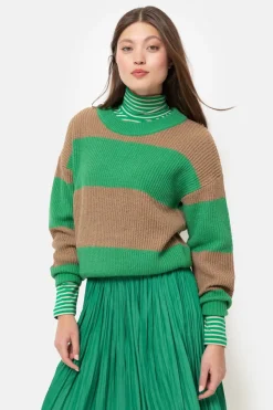 Store Gebreide Pull Met Bruine Color Blocks Dames Truien & Cardigans