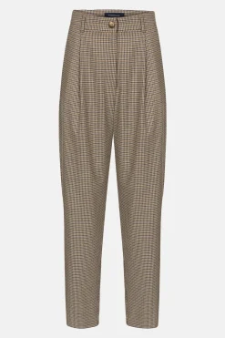 New Geruite E Tapered Broek Met Bandplooi Dames Broeken & Jeans