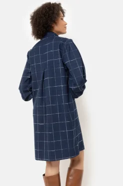 Fashion Geruite Jurk Met Lange Pofmouwen Dames Jurken