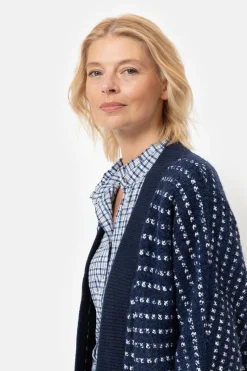 Clearance Gilet Met Ecru Strepen En 3/4 Mouwen Dames Truien & Cardigans