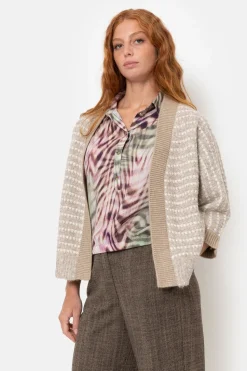 New Gilet Met Ecru Strepen En 3/4 Mouwen Dames Truien & Cardigans
