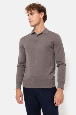 Discount Grijze Mannentrui Met Polokraag En Knopen Heren Sweaters & Cardigans