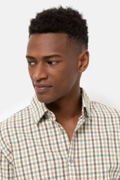 Fashion Groen Geruit Slim Fit Hemd, Lange Mouwen Heren Hemden