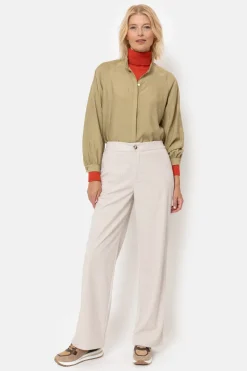 Hot Groene Blouse Met Overslag En Broderie Dames Blouses