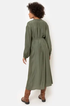 New Groene Jurk Met Lange Mouwen En Knoopjes Dames Jurken