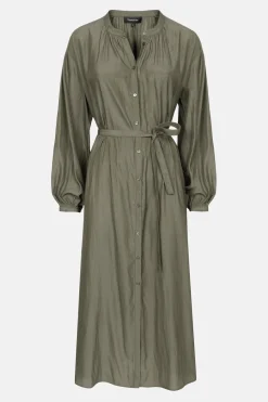New Groene Jurk Met Lange Mouwen En Knoopjes Dames Jurken