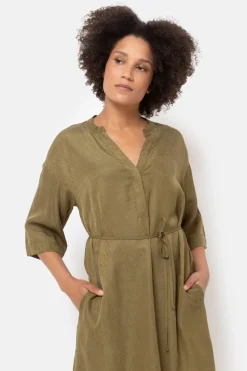 New Groene Jurk Met V-Hals En 3/4 Mouwen Dames Jurken