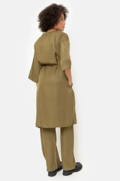 New Groene Jurk Met V-Hals En 3/4 Mouwen Dames Jurken