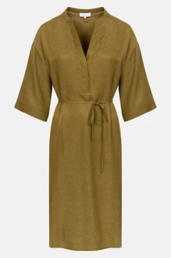 New Groene Jurk Met V-Hals En 3/4 Mouwen Dames Jurken