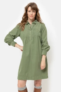 New Groene Korte Hemdjurk Met Lange Mouwen Dames Jurken