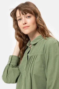 New Groene Korte Hemdjurk Met Lange Mouwen Dames Jurken