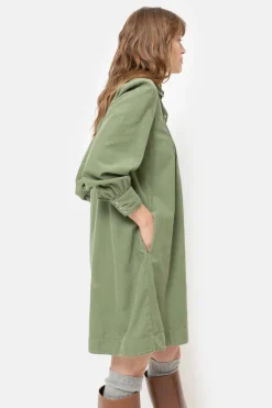 New Groene Korte Hemdjurk Met Lange Mouwen Dames Jurken