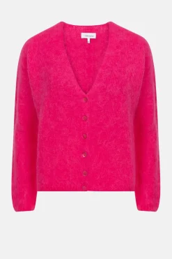 New Harige Cardigan Met V-Hals En Knopen Dames Truien & Cardigans