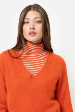 Cheap Harige Pull Met V-Hals En Lange Mouwen Dames Truien & Cardigans